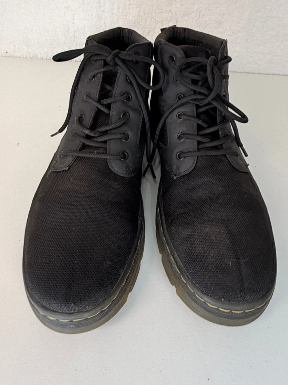 Dr Martens Bonny Boots Black Canvas Lace Up Chunky Sole Mens 11 Doc Martins